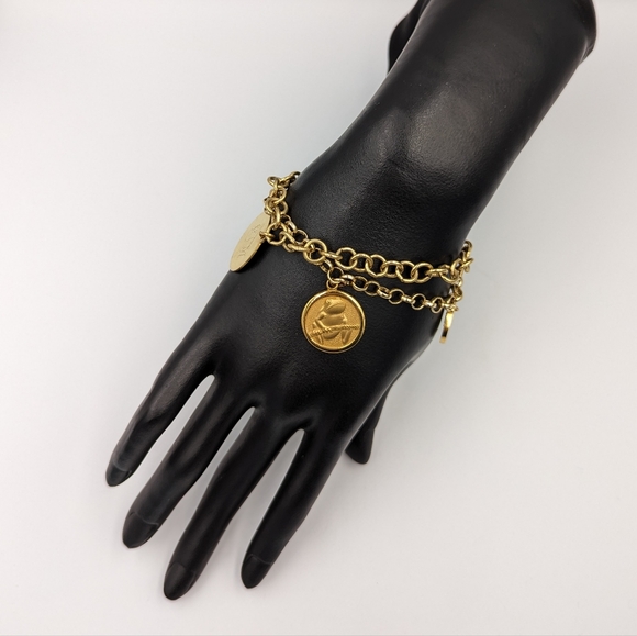 Two Gold Filled Charm Bracelets With 3 Charms Vintage Spring Ring Clasps - Picture 3 of 16